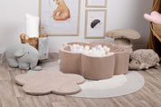 Bollhav med lock - Beige Blomma